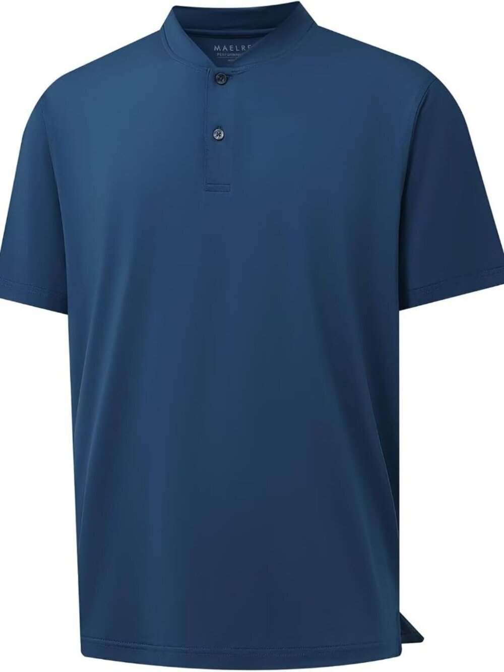 Mens Blue Dry Fit Henley Shirt Moisture Wicking Casual Performance Tee